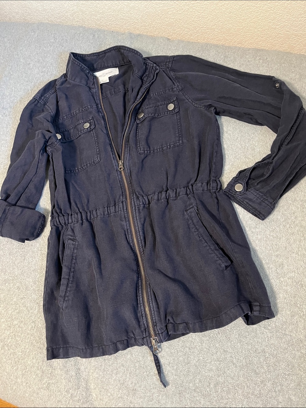 Treasure snd Bond Jacket Womens XS Roll Tab Cinch-Waist Utility Linen Outdoor